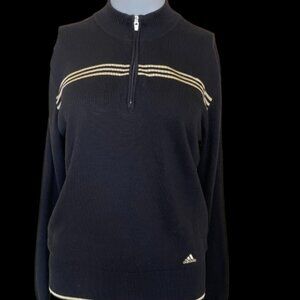 Adidas Black Quarter Zip Mock Neck Sweater